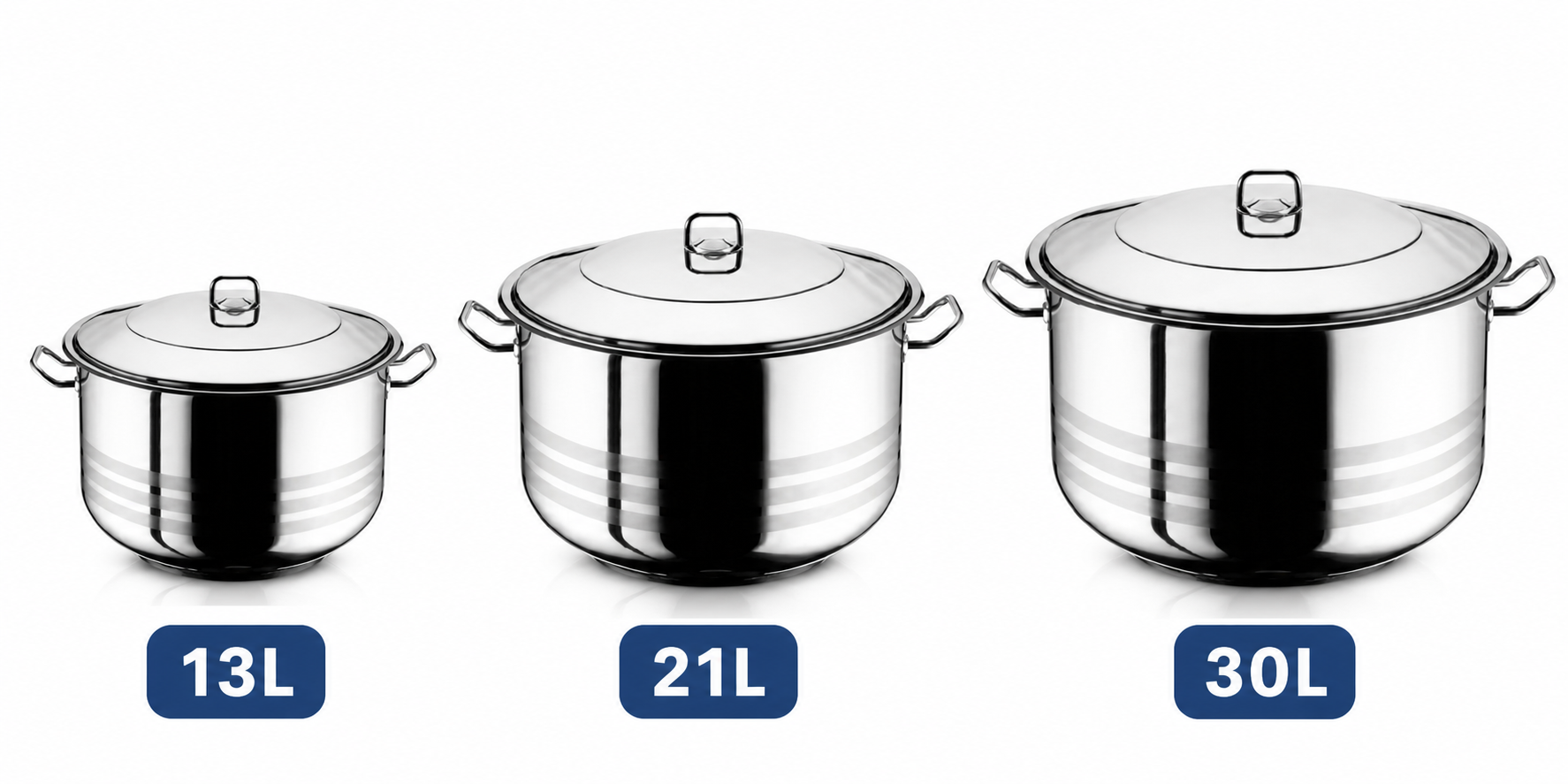 Nerezové hrnce 13L, 21L, 30L